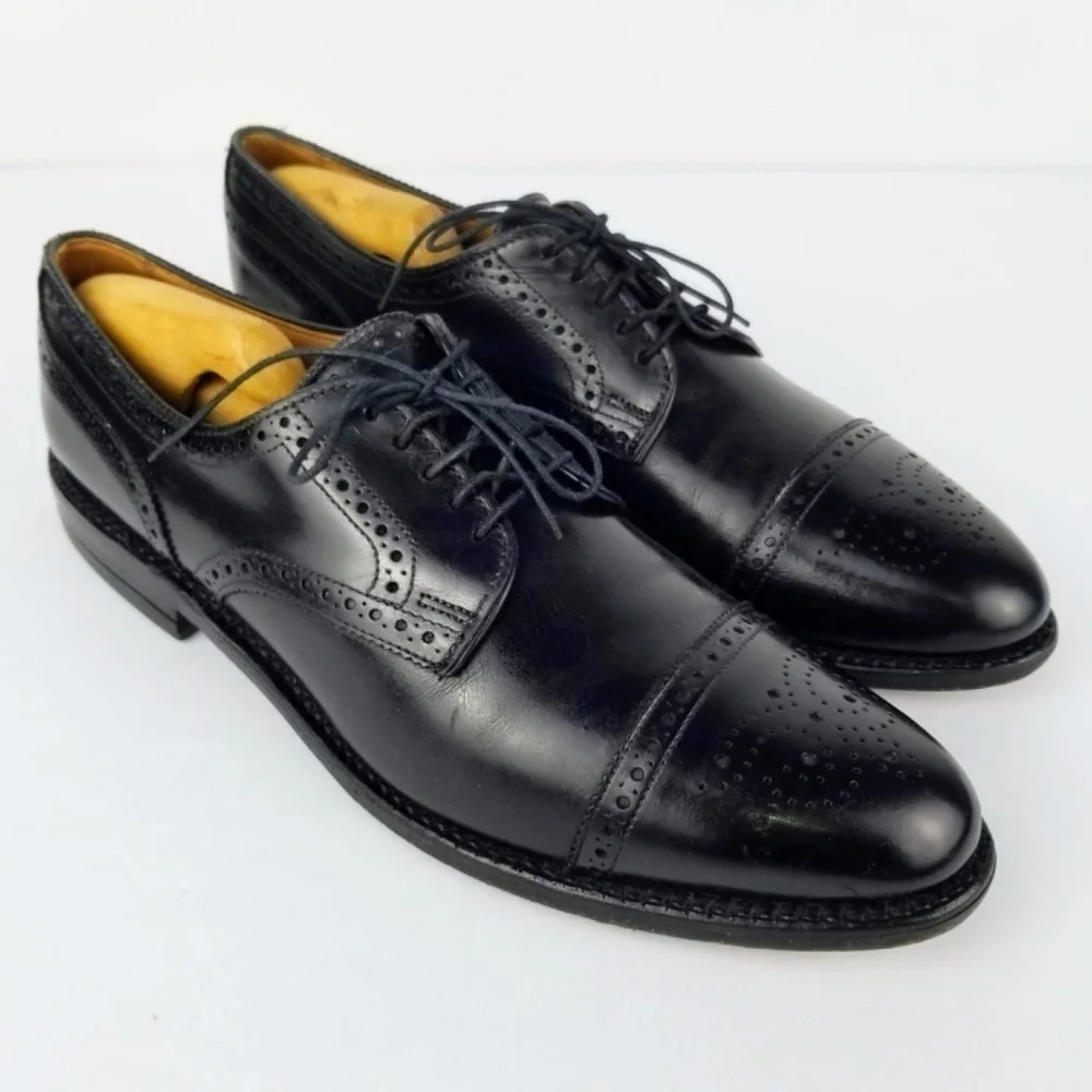 Mens 11AAA Allen Edmonds Sanford Leather Black Oxford Cap Toe Dress Shoes